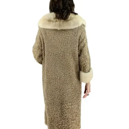 Astrakhan Persian Karakul Lamb Fur Coat With Real Cream Mink Fur Collar For Womens webp
