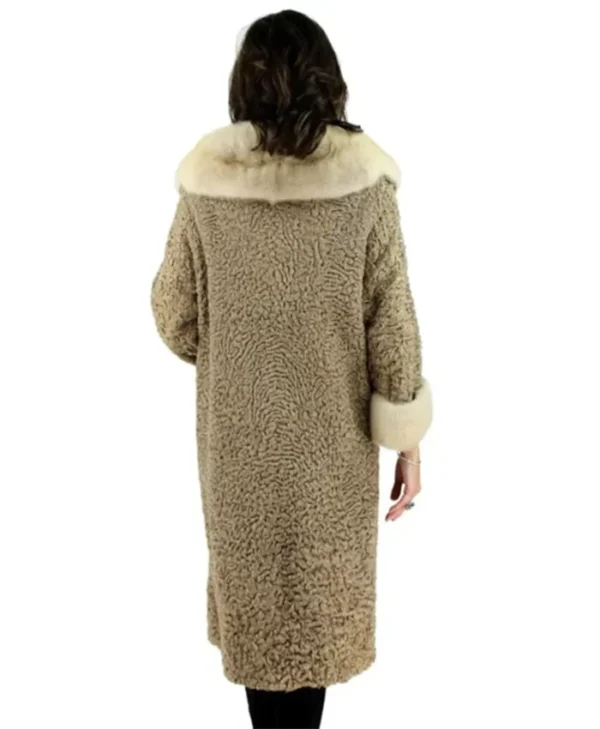 Astrakhan Persian Karakul Lamb Fur Coat With Real Cream Mink Fur Collar For Womens webp