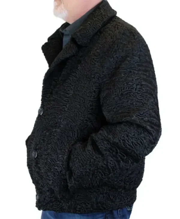 Astrakhan Persian Lamb Fur Black Winter Warm Jacket For Mens webp