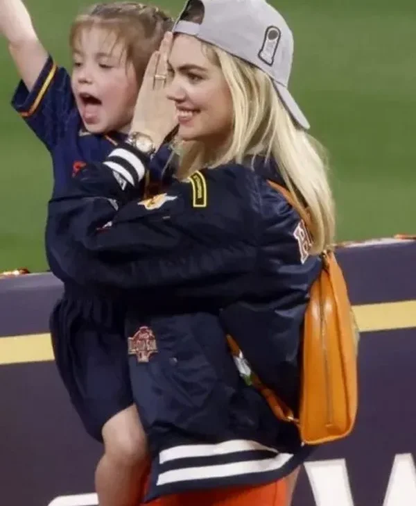Astros Victory Parade Kate Upton Blue Bomber Jacket sale