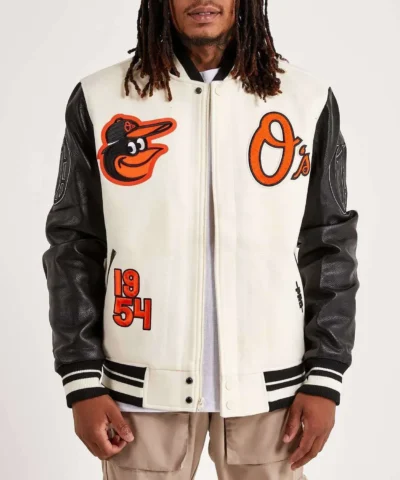 Baltimore Orioles Black and Off White Varsity Jacket