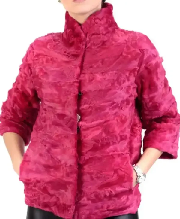 Barbara Persian Lamb Hot Pink Jacket webp