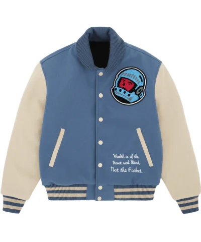 Blue and Off White Cafeteria BBC Varsity Jacket