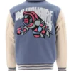 Blue and Off White Cafeteria BBC Varsity Jacket Back