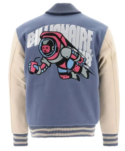 Blue and Off White Cafeteria BBC Varsity Jacket Back