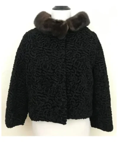 Bomber Persian Lamb Mink Fur Collar Jacket.webp