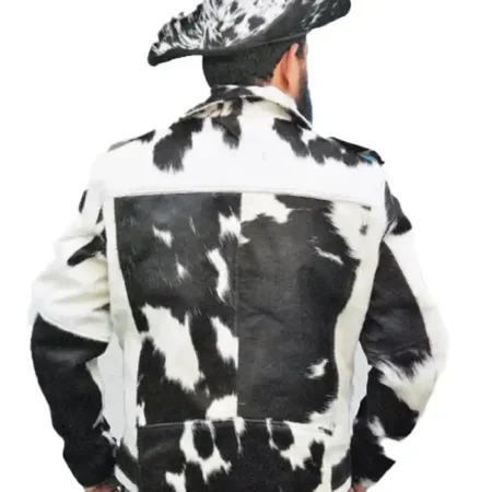 Buy Cowhide Black And White Biker Leather Fur Jacket For Men And Women webp