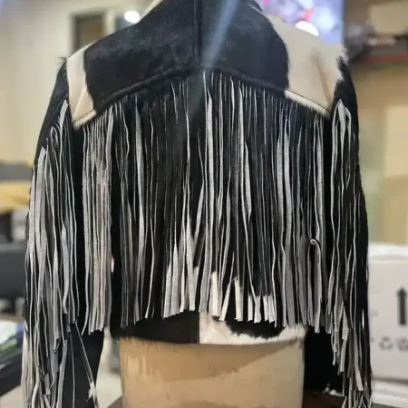 Buy Cowhide Black And White Fringe Leather Fur Jacket For Men And Women webp