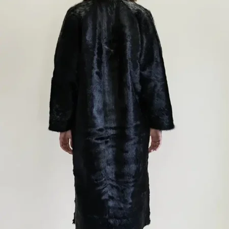 Buy Cowhide Black Leather Fur Trench Coat For Men And Women webp