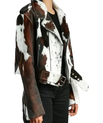 Buy Cowhide Colorblock Biker Fur Leather Jacket For Men And Women.webp