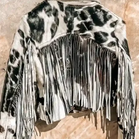 Buy Cowhide Fringe Black And White Fur Leather Jacket For Men And Women webp