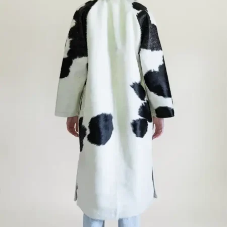 Buy Cowhide Fur Black And White Leather Trench Coat For Men And Women webp