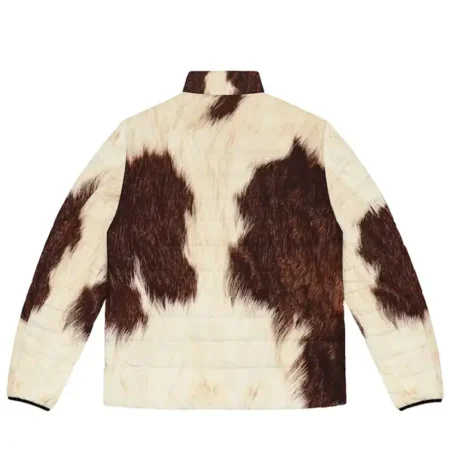 Buy Cowhide Fur Brown And White Print Puffer Jacket For Men And Women webp