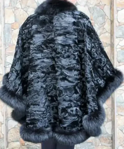 Buy Elegant Black Persian Lamb Fur Swakara Fur Cape Coat For Men And Women.webp