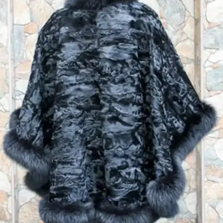 Buy Elegant Black Persian Lamb Fur Swakara Fur Cape Coat For Men And Women webp