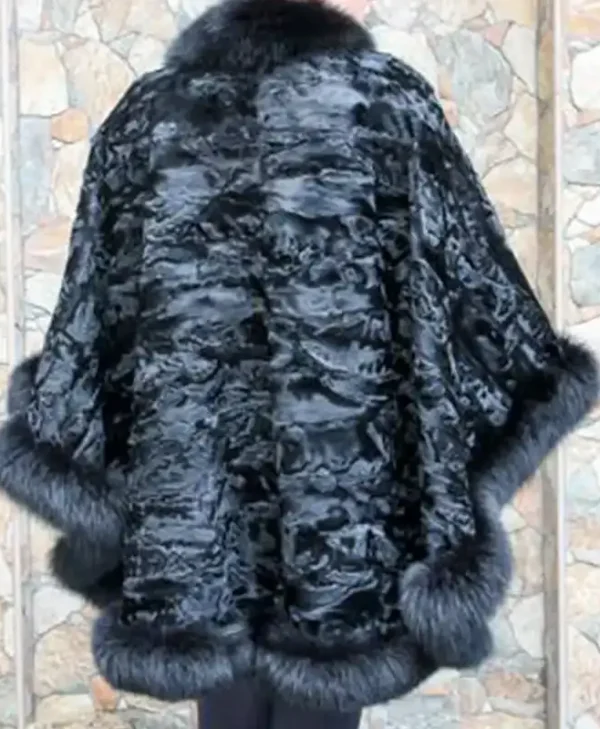 Buy Elegant Black Persian Lamb Fur Swakara Fur Cape Coat For Men And Women webp