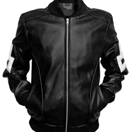 Buy Mens 8 Ball Bomber Black Leather Jacket