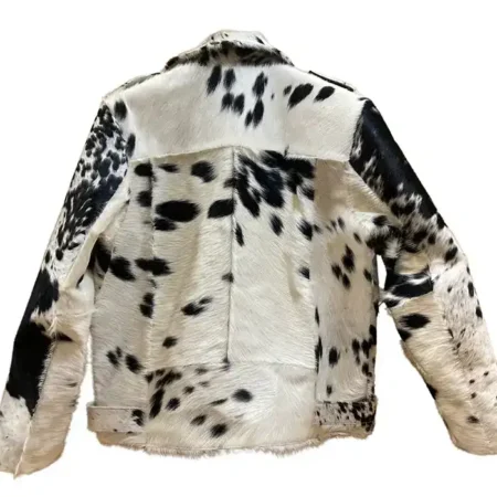 Buy Now Cowhide Black And White Biker Leather Fur Jacket For Men And Women webp