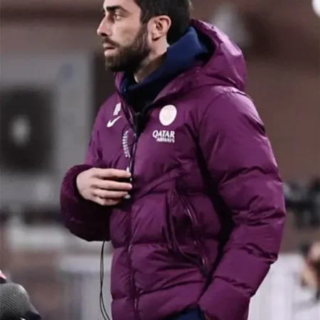 Buy Now Paris Saint Germain Nike Burgundy Hooded Puffer Jacket For Unisex