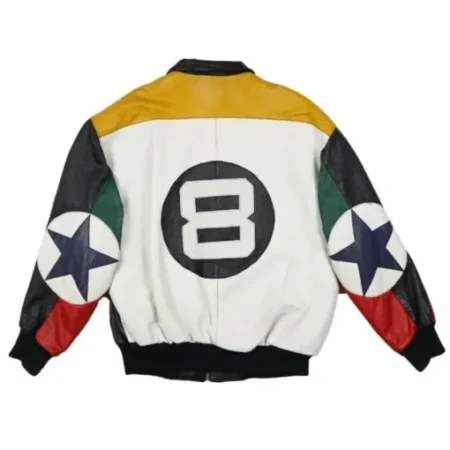 Buy Unisex 8 Ball Color Blocked Leather Jacket