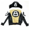 Buy Unisex Khaki and White 8 Ball Fur Hooded Jacket 510x638
