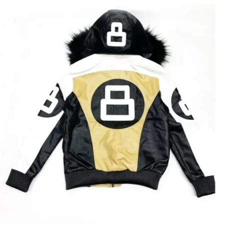 Buy Unisex Khaki and White 8 Ball Fur Hooded Jacket