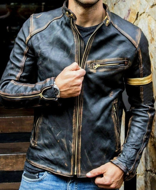 Cafe Racer 2022 Vintage Biker Leather Jacket 96392