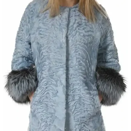 Chia Persian Lamb Fur Light Blue Coat webp