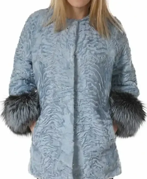 Chia Persian Lamb Fur Light Blue Coat webp