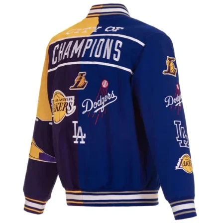 City of Champions Los Angeles Lakers and Dodgers Bomber Jacket For Sale