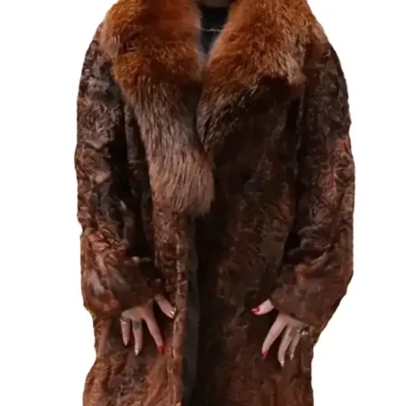 Cognac Persian Lamb Fur Stroller Fox Coat webp