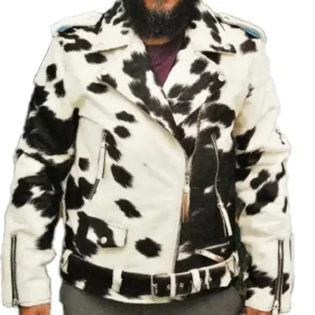 Cowhide Biker Leather Fur Jacket webp