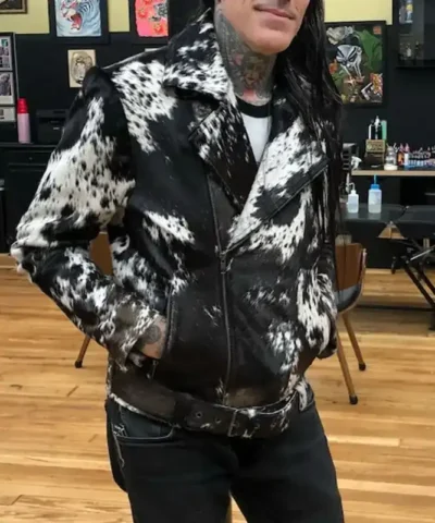 Cowhide Black And White Biker Fur Jacket.webp