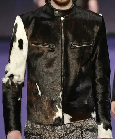 Cowhide Black And White Leather Jacket.webp