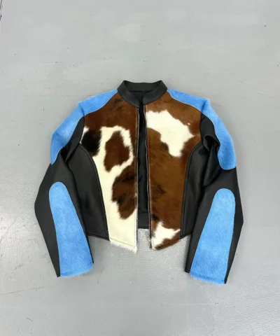 Cowhide Blue Dyed Calf Hair Jacket.webp