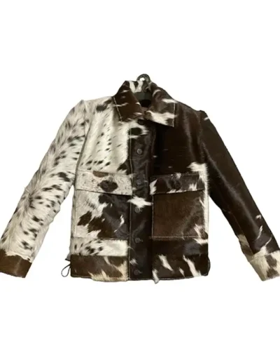 Cowhide Brown And White Leather Jacket.webp