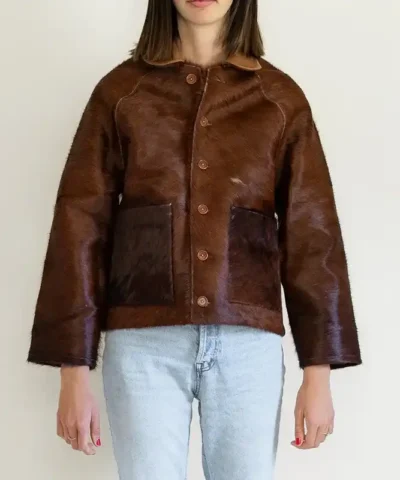 Cowhide Brown Fur Leather Jacket.webp