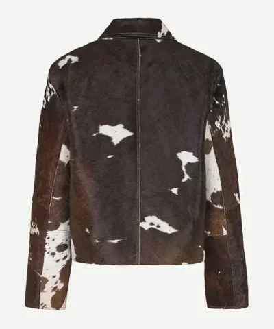 Cowhide Classic Brown And White Leather Fur Jacket For Men And Women.webp