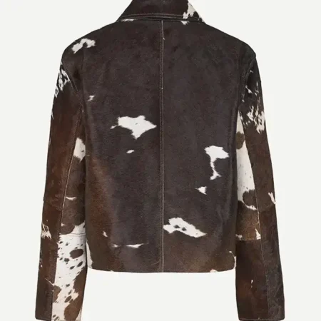 Cowhide Classic Brown And White Leather Fur Jacket For Men And Women webp