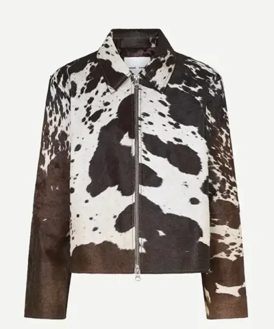 Cowhide Classic Brown And White Leather Jacket.webp