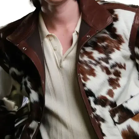 Cowhide Colorblock Fur Jacket webp