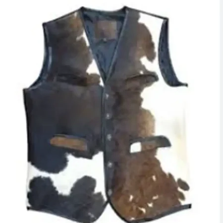Cowhide Colorblock Leather Vest webp