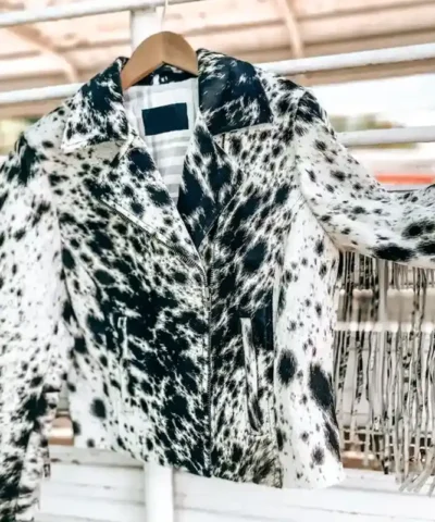 Cowhide Fringe Black And White Fur Jacket.webp