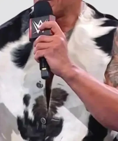 Cowhide From 90s The Rock On Raw Black And White Leather Fur Vest For Sale.webp
