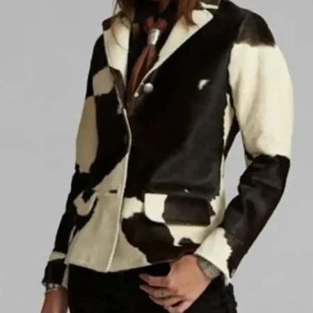 Cowhide Fur Leather Blazer webp