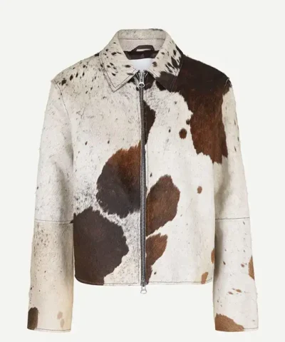 Cowhide Fur Leather Colorblock Jacket.webp