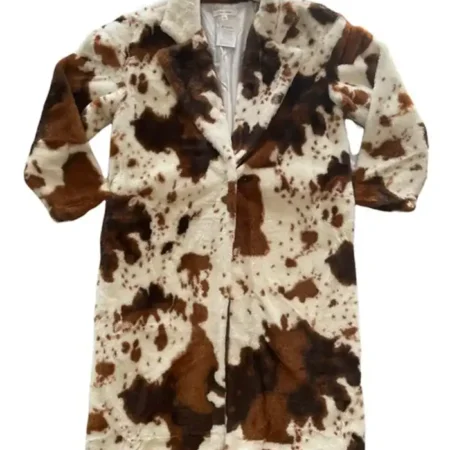 Cowhide Fuzzy Colorblock Fur Jacket webp
