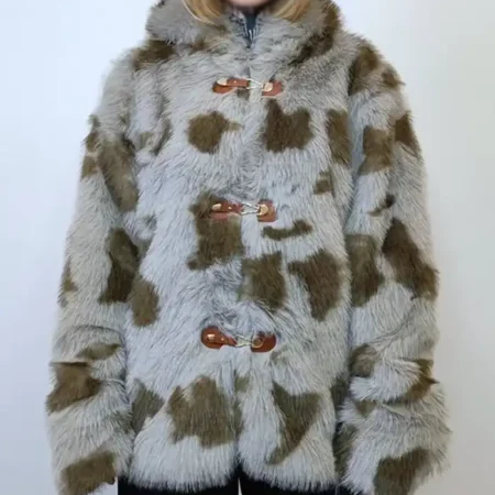Cowhide Grey And Green Fur Jacket webp