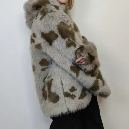 Cowhide Grey And Green Fur Jacket For Sale webp