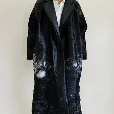 Cowhide Leather Fur Trench Coat webp